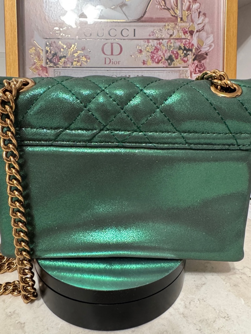 NWT Kurt Geiger Metallic iridescent Emerald  Shoulder/Crossbody mini Brixton - Picture 3 of 4